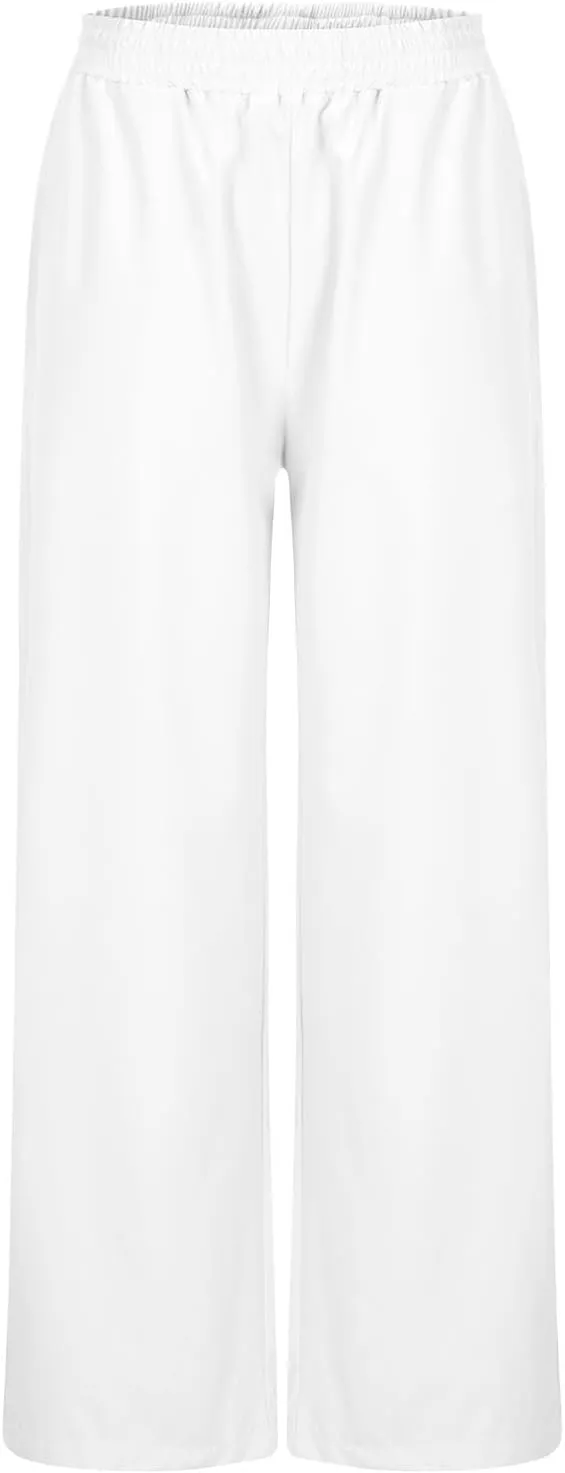 Womens Wide Leg Lightweight Pants Yoga Sport Palazzo Slacks High Waist Casual Travel Work Summer Trousers with Pockets