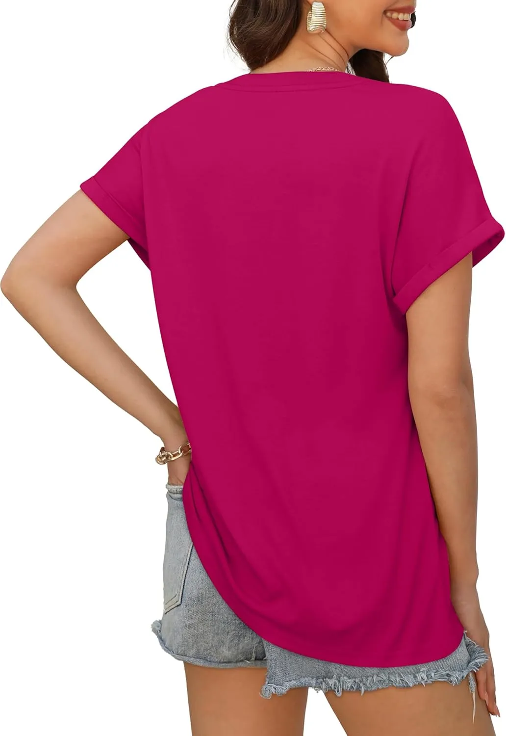 XIEERDUO Womens Summer Tops Short Sleeve Shirts Casual V Neck T Shirt Loose Fit Comfy