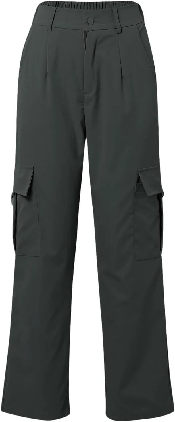 Y2K Cargo Pants for Women Teen Girl Baggy Elastic High Waisted Casual Parachute Pant Straight Leg Streetwear Trousers