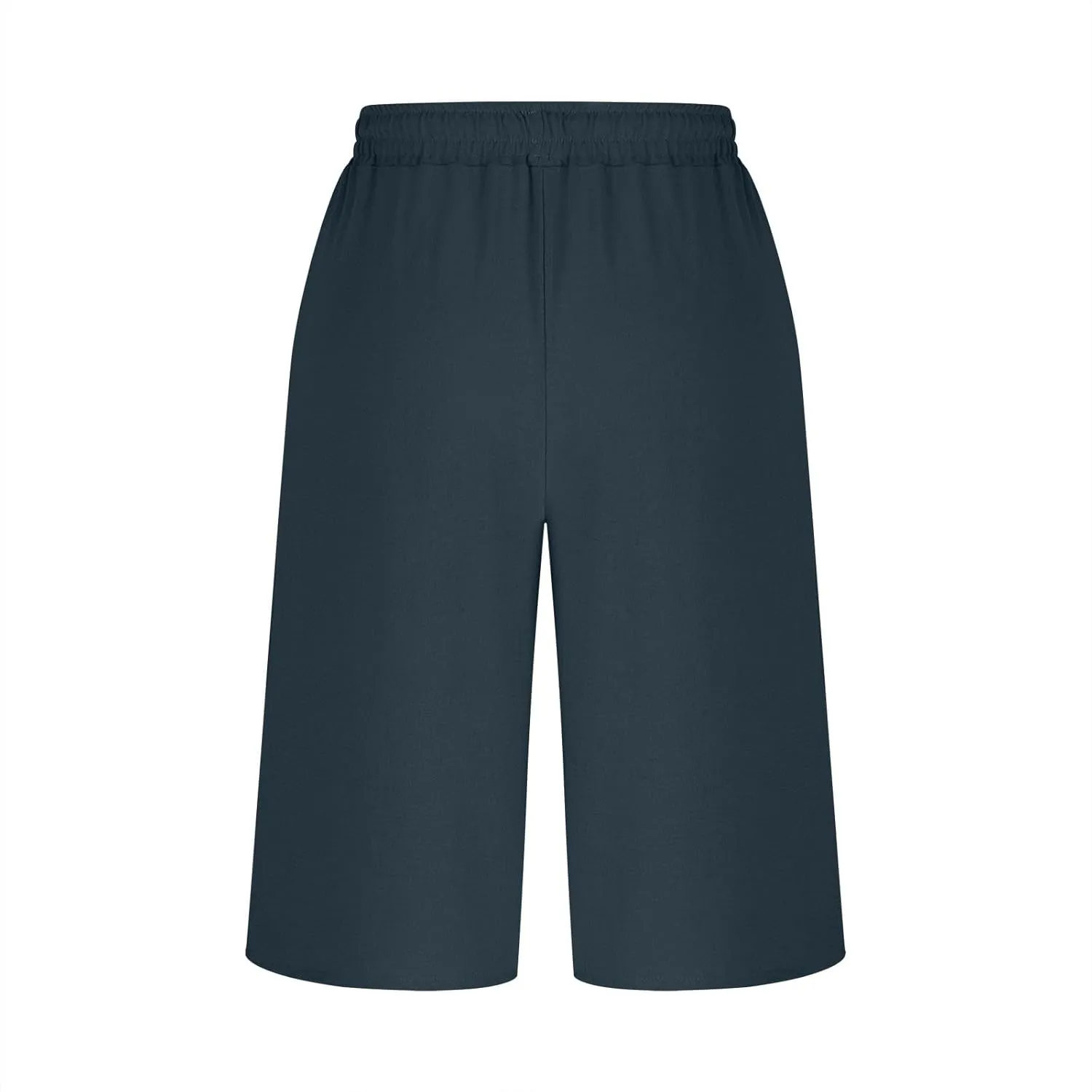 YRAETENM Plus Size Women's Linen Capri Pants Casual High Waisted Drawstring Lounge Trousers Wide Leg Capris with Pockets