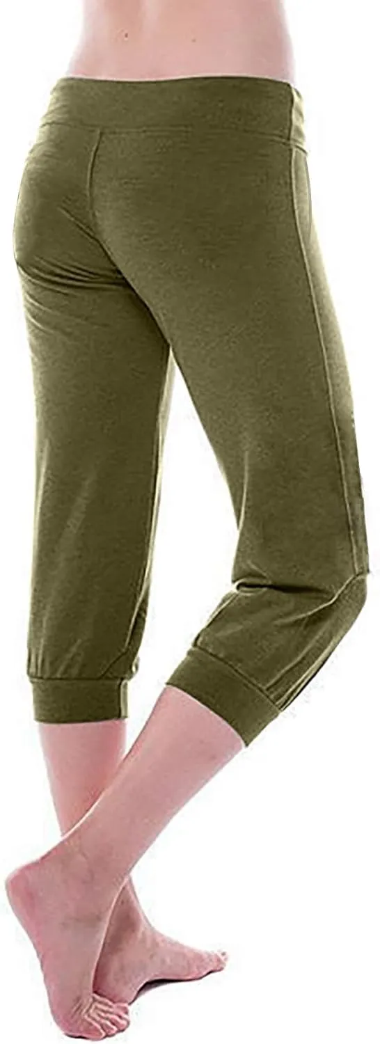 ZDRZK Cargo Pants for Women Plus Size Stretchy Workout Yoga Pants Casual Summer Drawstring Lounge Capris Trousers